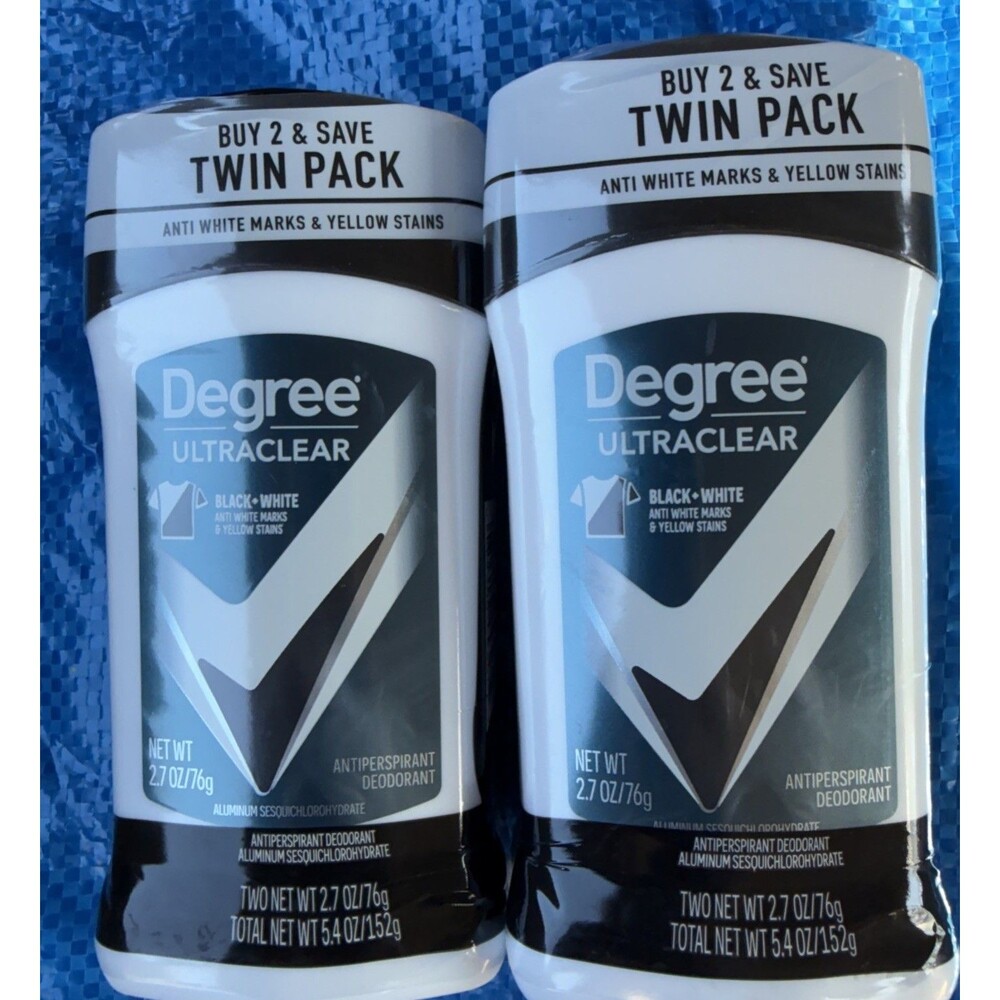 4 PACK DEGREE Men UltraClear+ Antiperspirant Deodorant Black White 2.7oz Stick